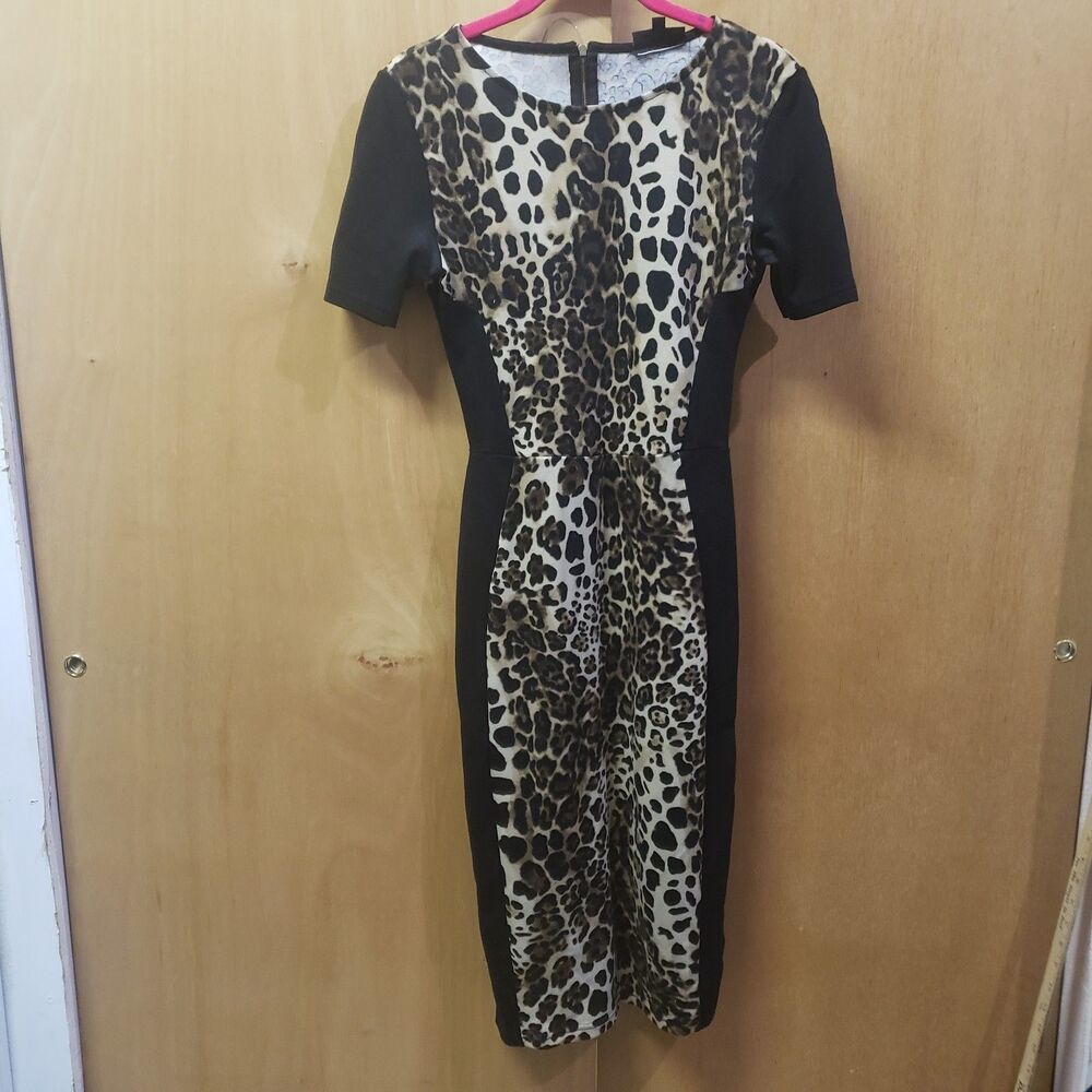 WEARHOUSE ANIMAL PRINT LEOPARD BODYCON DRESS SZ 6 #CCC